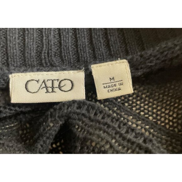 Cato Womens Size Medium Black Open Front Cardigan Sweater - Picture 6 of 8